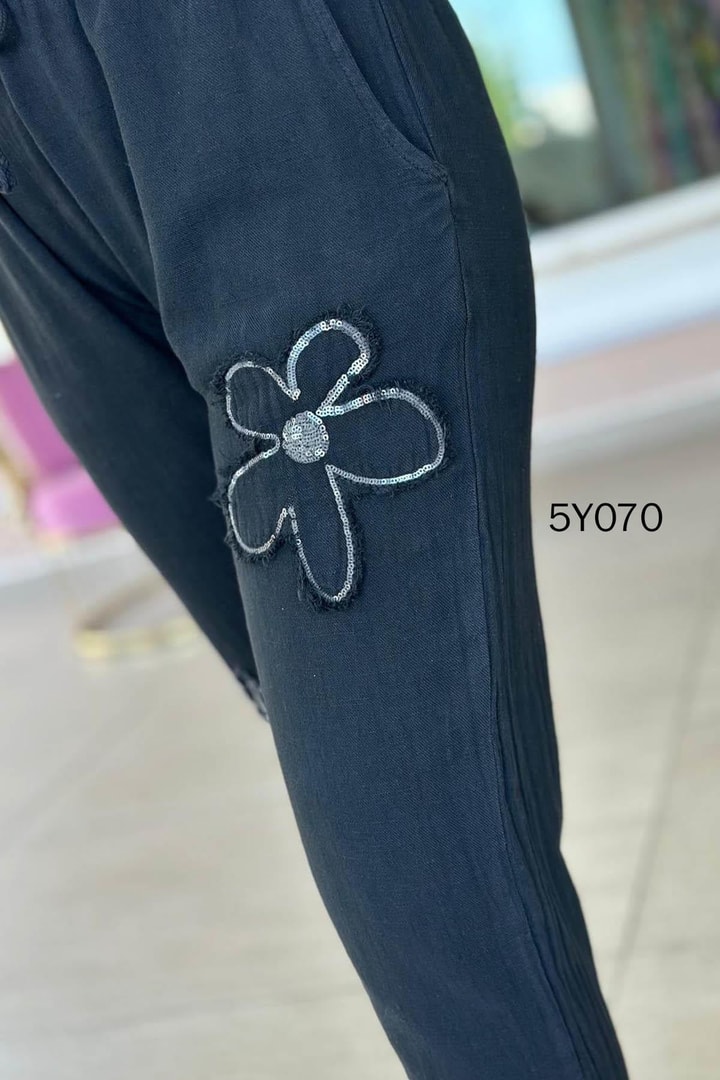 Yıldızlı Keten Pantolon