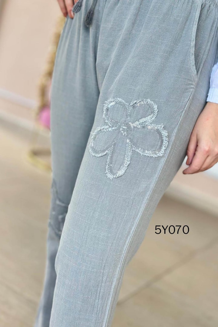 Yıldızlı Keten Pantolon