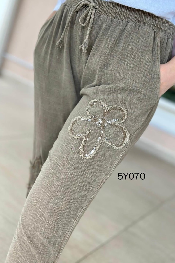 Yıldızlı Keten Pantolon