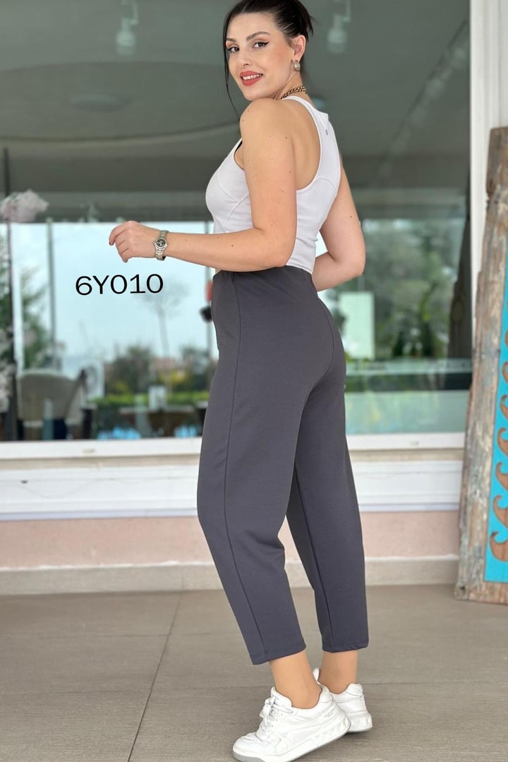 Yüksek Bel Balon Kesim Krep Pantolon