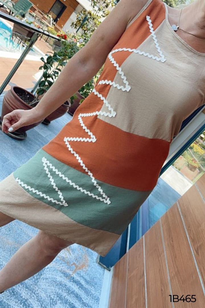 Zigzag Desen Keten Elbise