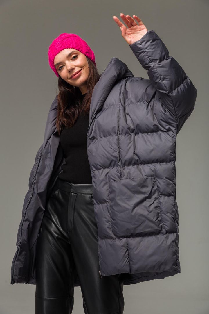 Kapşonlu Oversize Şişme Mont ANTRASİT 6224