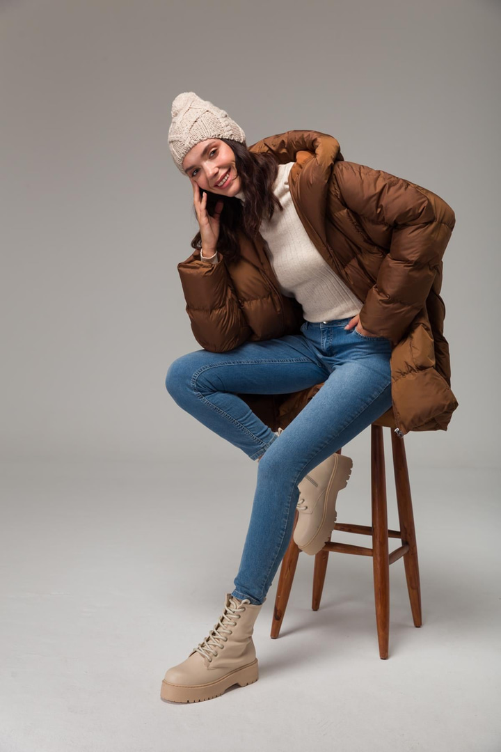 Kapşonlu Oversize Şişme Mont TABA 6224