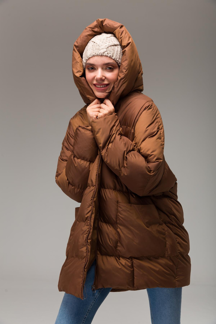 Kapşonlu Oversize Şişme Mont TABA 6224