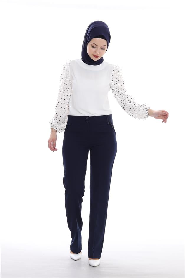 Köprü Düğmeli Pantolon LACİVERT 7550