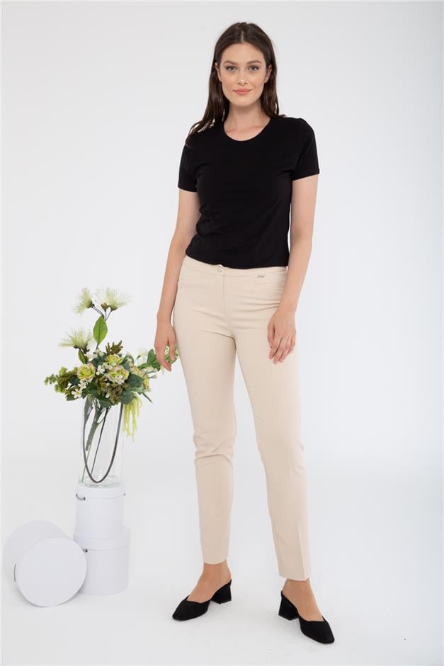 Logolu Basic Pantolon BEJ 7546-Y