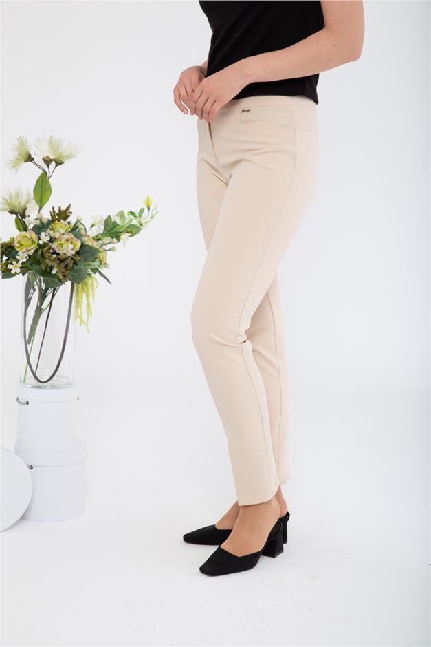 Logolu Basic Pantolon BEJ 7546-Y