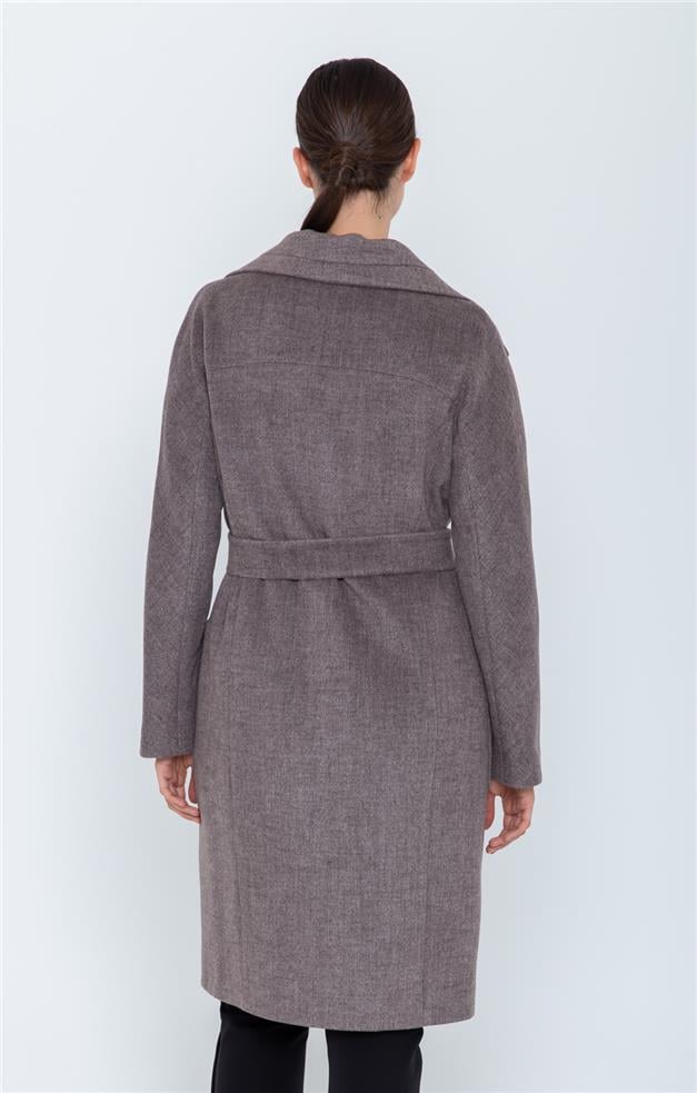 MENDİL YAKA OVERSIZE KAŞMİR KABAN KAHVE 3546-K