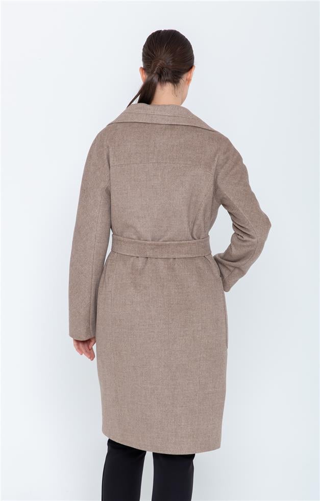 MENDİL YAKA OVERSIZE KAŞMİR KABAN KAMEL 3546-K