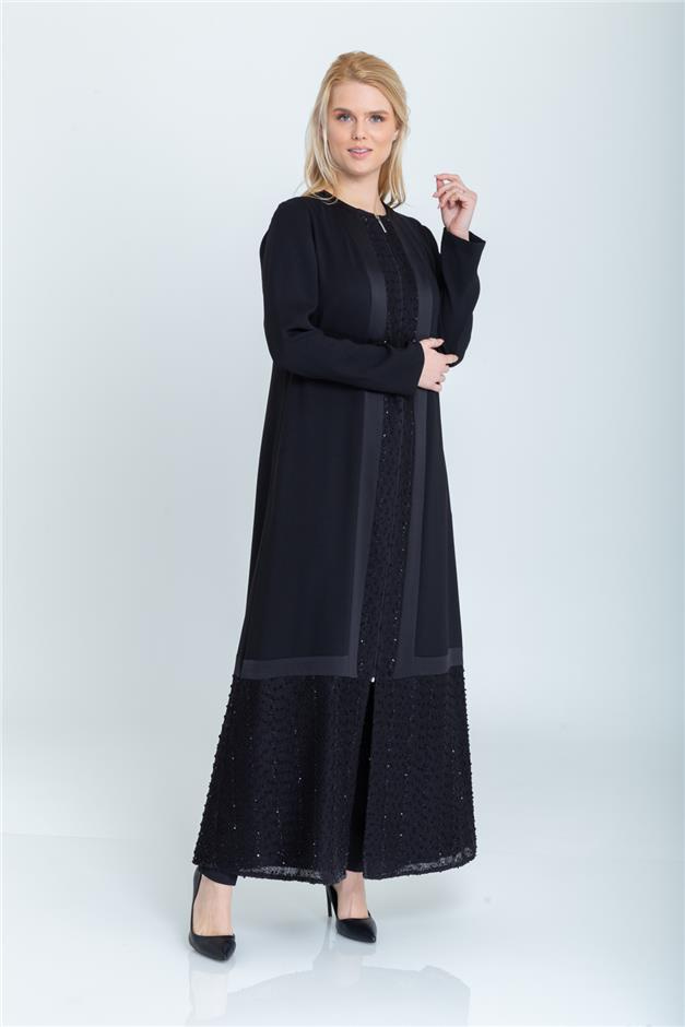 NOPELİ DENTEL DETAYLI FERACE SİYAH 5887