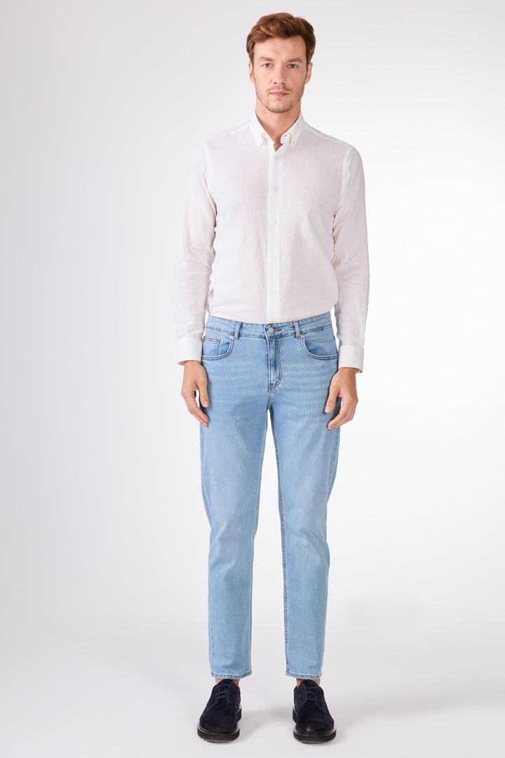 Açık Mavi Regular Fit Erkek Denim Pantolon
