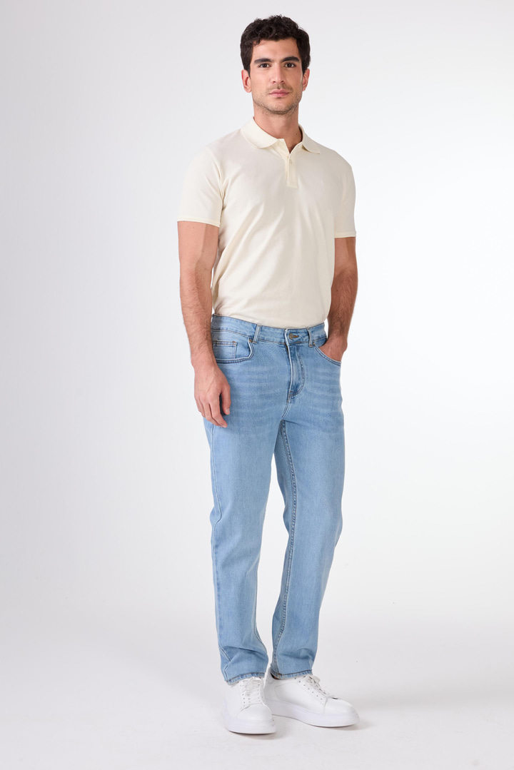 Açık Mavi Slim Fit Erkek Denim Pantolon