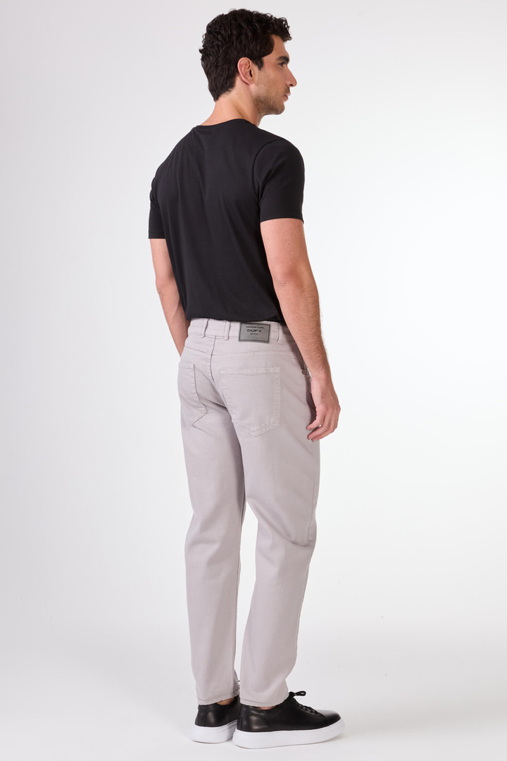 Açık Gri 5 Cep Düz Renk Slim Fit Erkek Pantolon