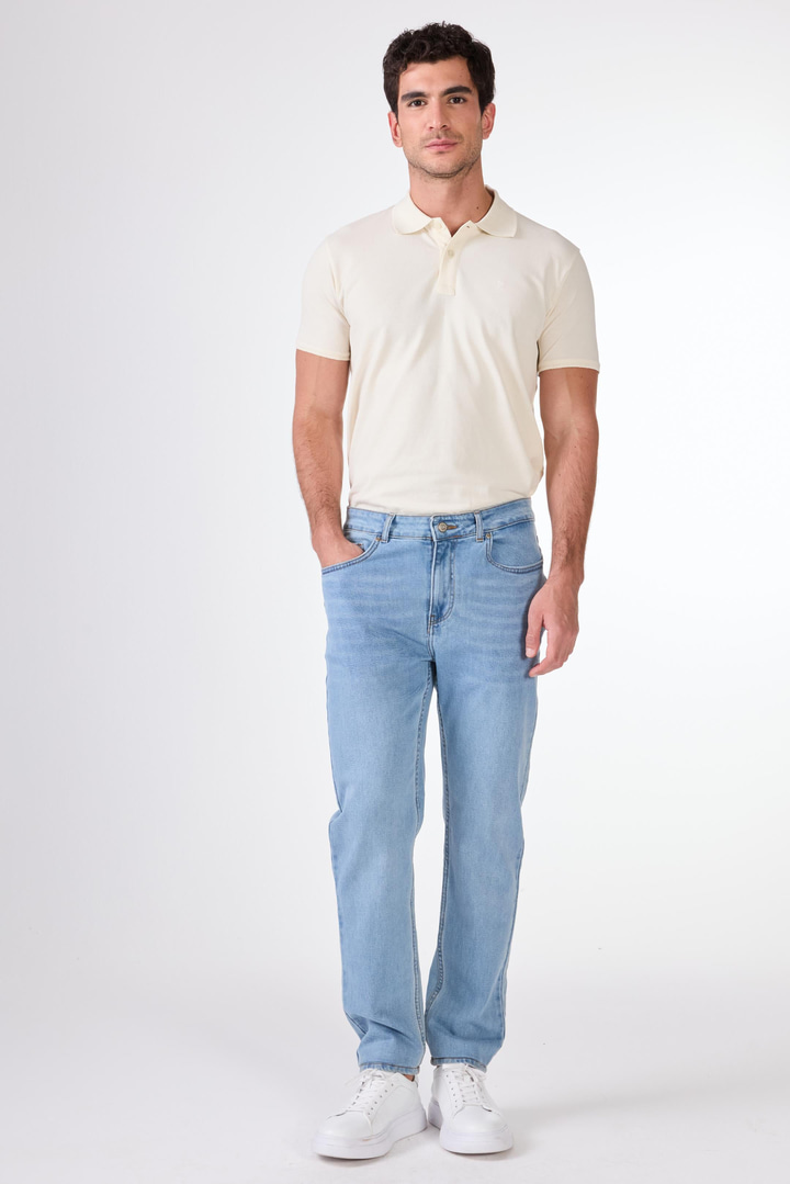 Açık Mavi Slim Fit Erkek Denim Pantolon