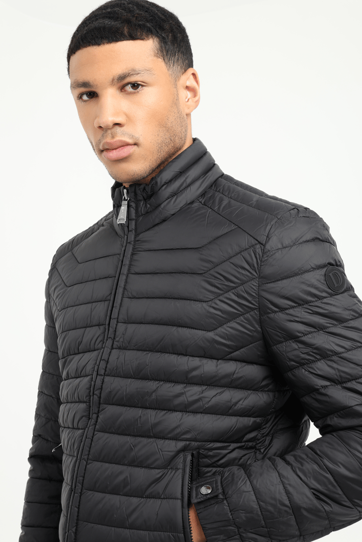 Siyah Dokuma Basic Erkek Mont