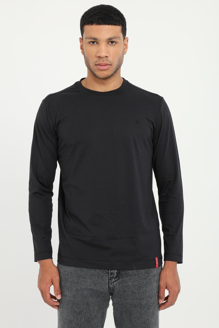 Siyah Basic O Yaka Erkek Uzun Kollu T-Shirt