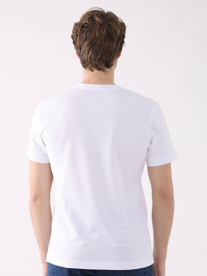 Beyaz Erkek Regular Fit Baskılı Casual O Yaka T-shirt 