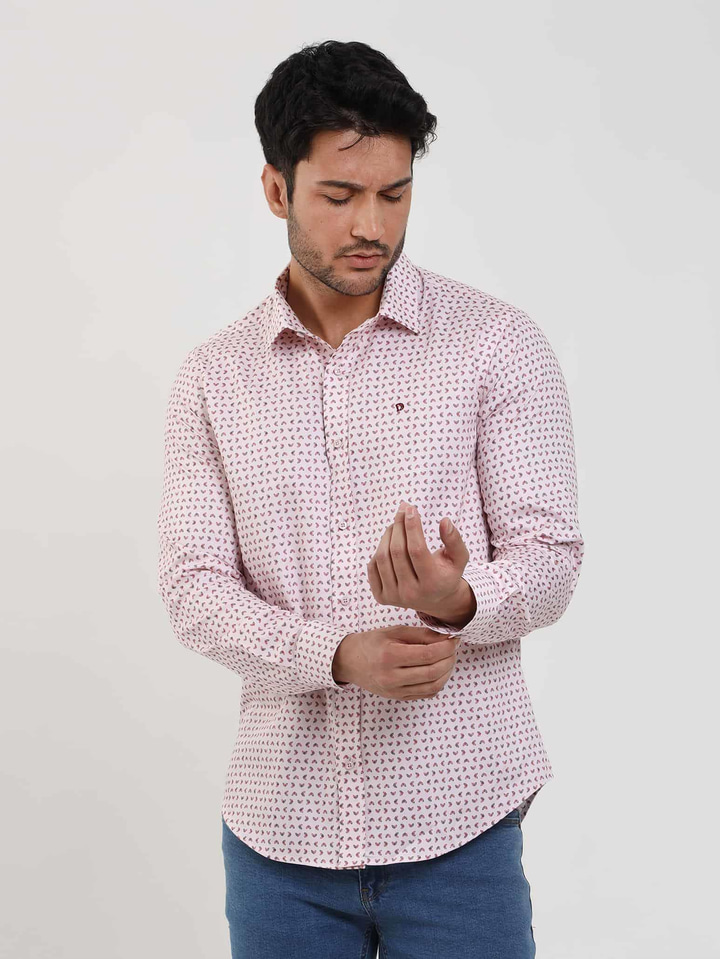 Kırmızı Erkek Slim Fit Kareli Brent Yaka Uzun Kol Gömlek 