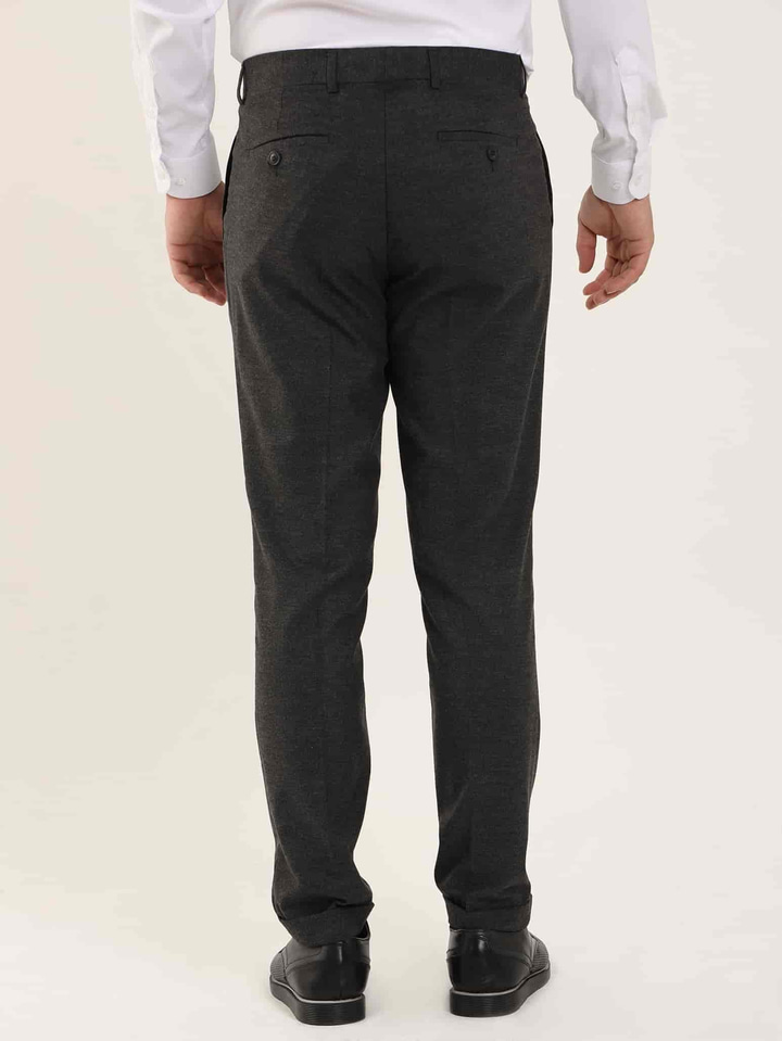 Koyu Gri Erkek Regular Fit Düz Klasik Pantolon 
