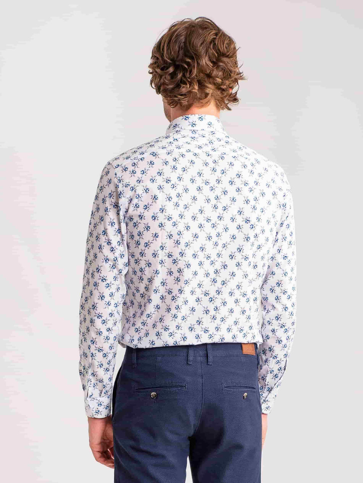Mavi Erkek Slim Fit Desenli Brent Düğmeli Yaka Uzun Kol Gömlek - 60660