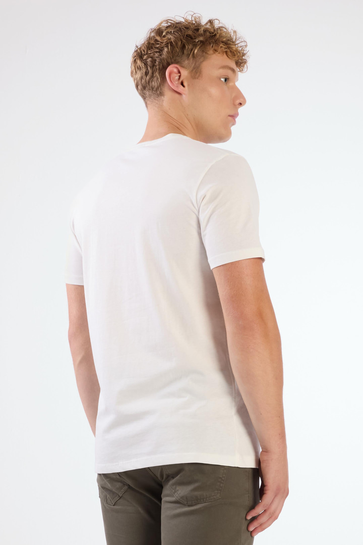 Ekru Erkek Slim Fit Desenli O Yaka T-shirt 