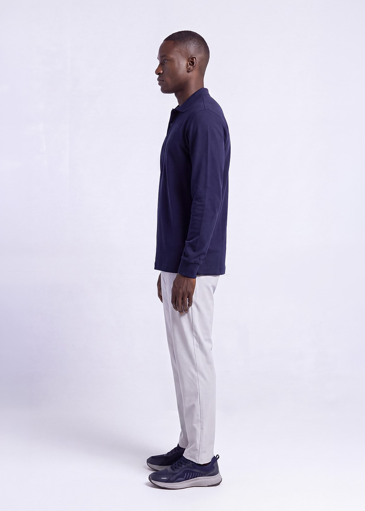 Erkek Regular Fit Polo Yaka Lacivert Sweatshirt