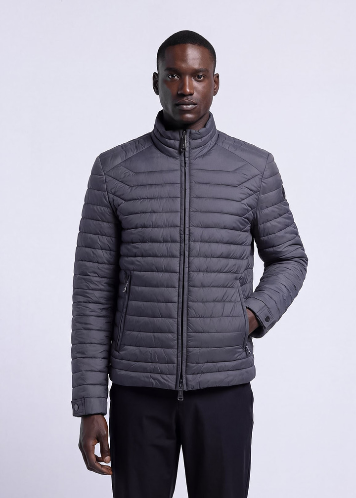 Erkek Slim Fit Kapüşonlu Antrasit Mont