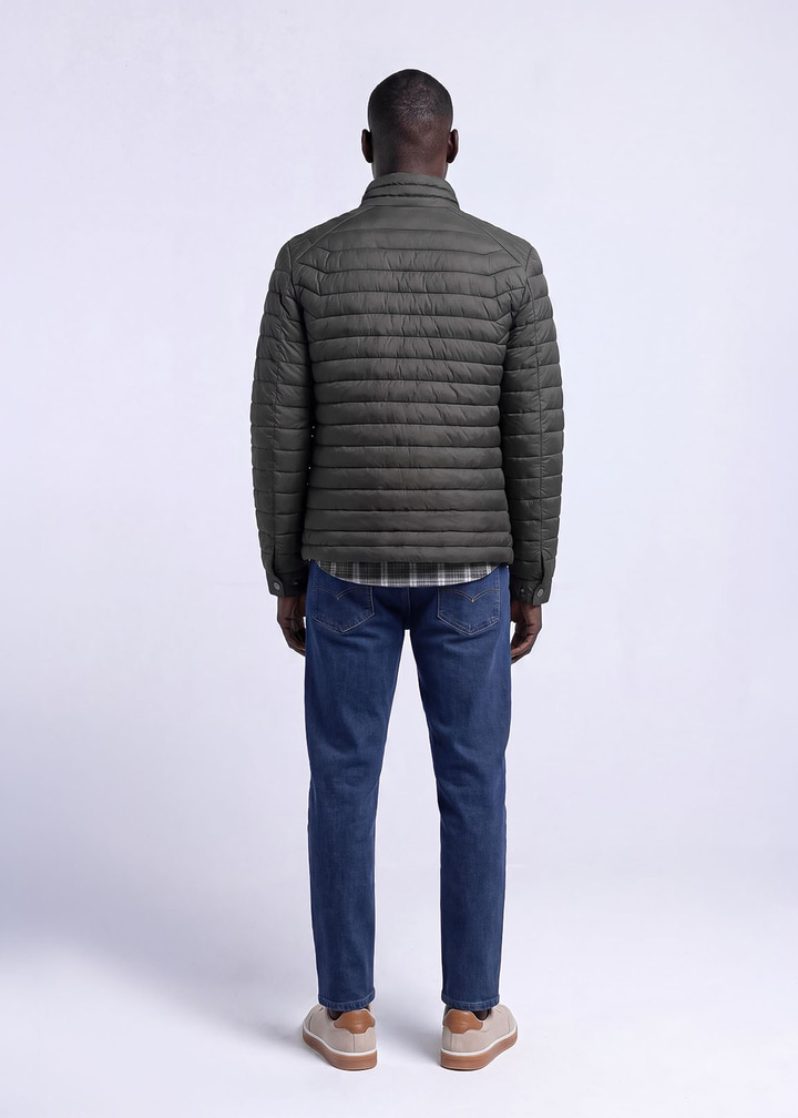 Erkek Slim Fit Şişme Haki Mont