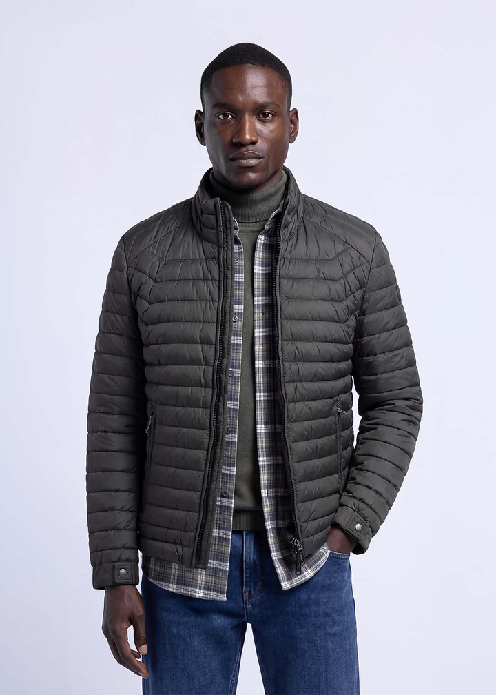 Erkek Slim Fit Kapüşonlu Haki Mont