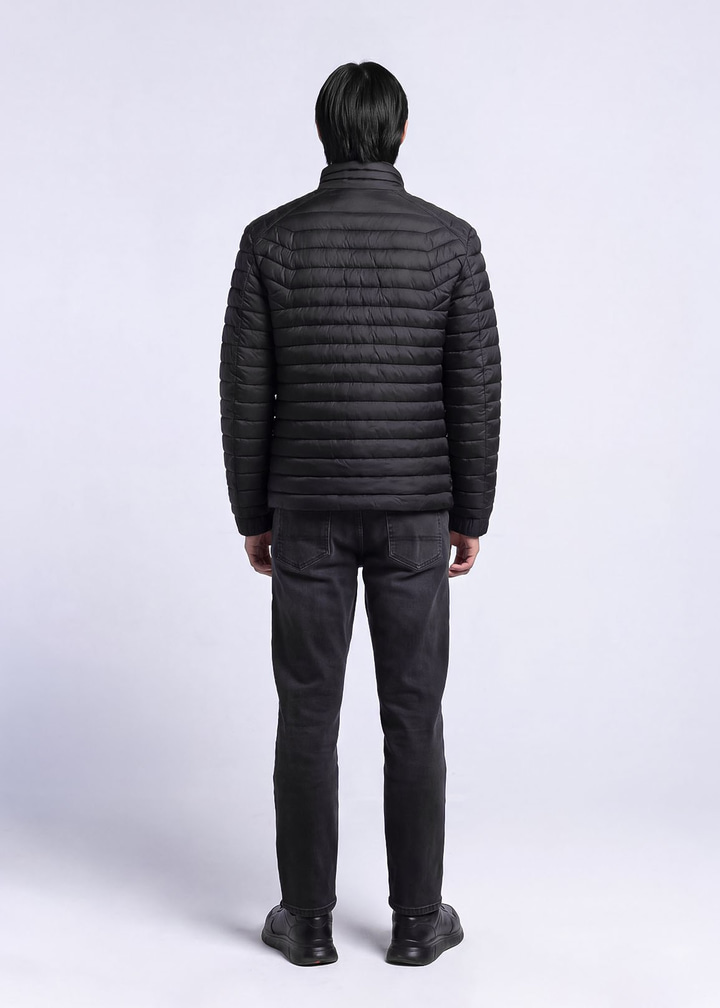 Erkek Slim Fit Kapüşonlu Siyah Mont