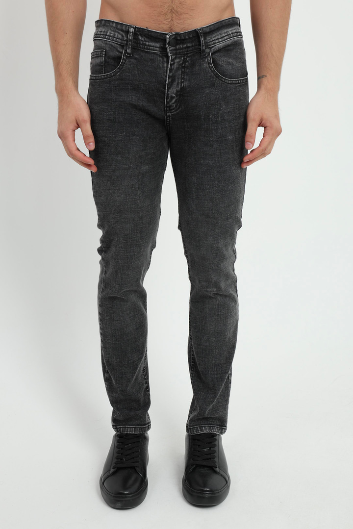 Gri Slim Fit Denim Erkek Pantolon