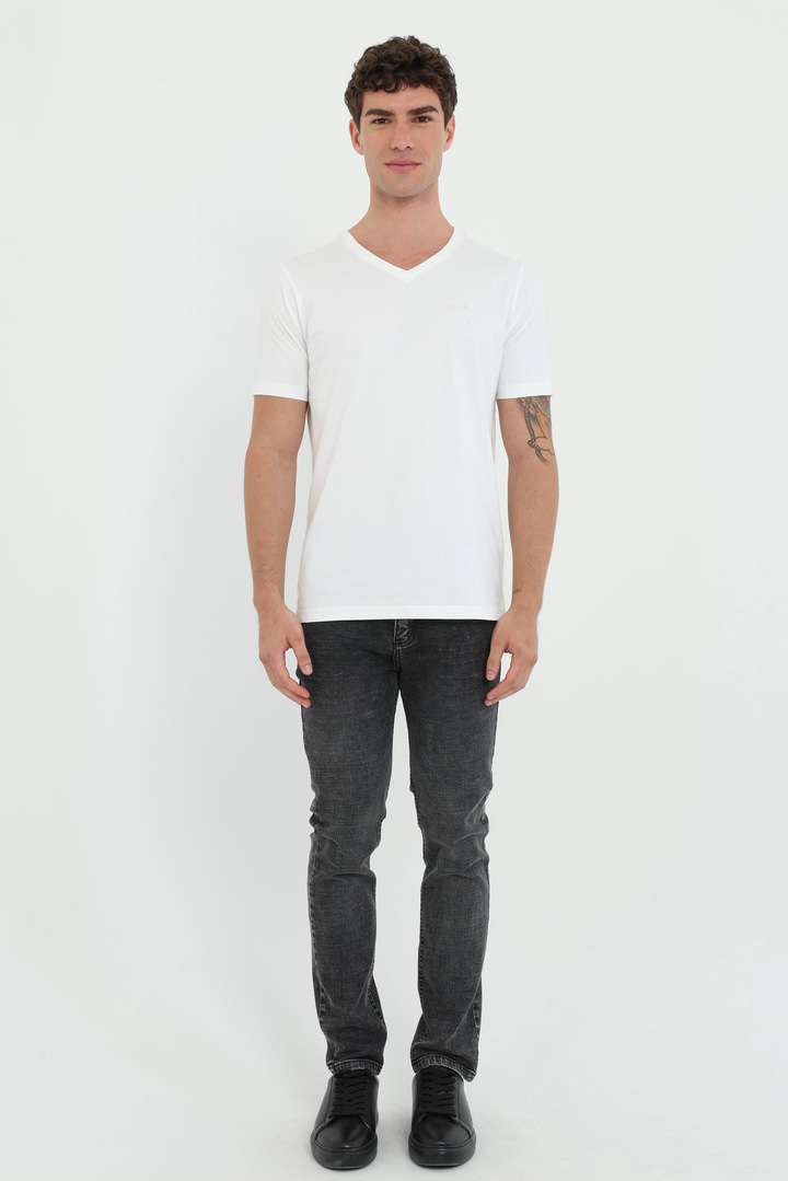 Gri Slim Fit Denim Erkek Pantolon