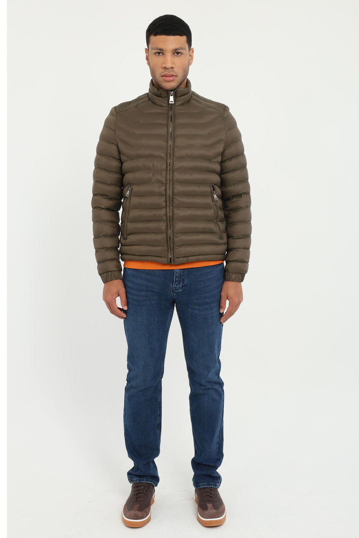 Haki Kapitone Slim Fit Erkek Mont