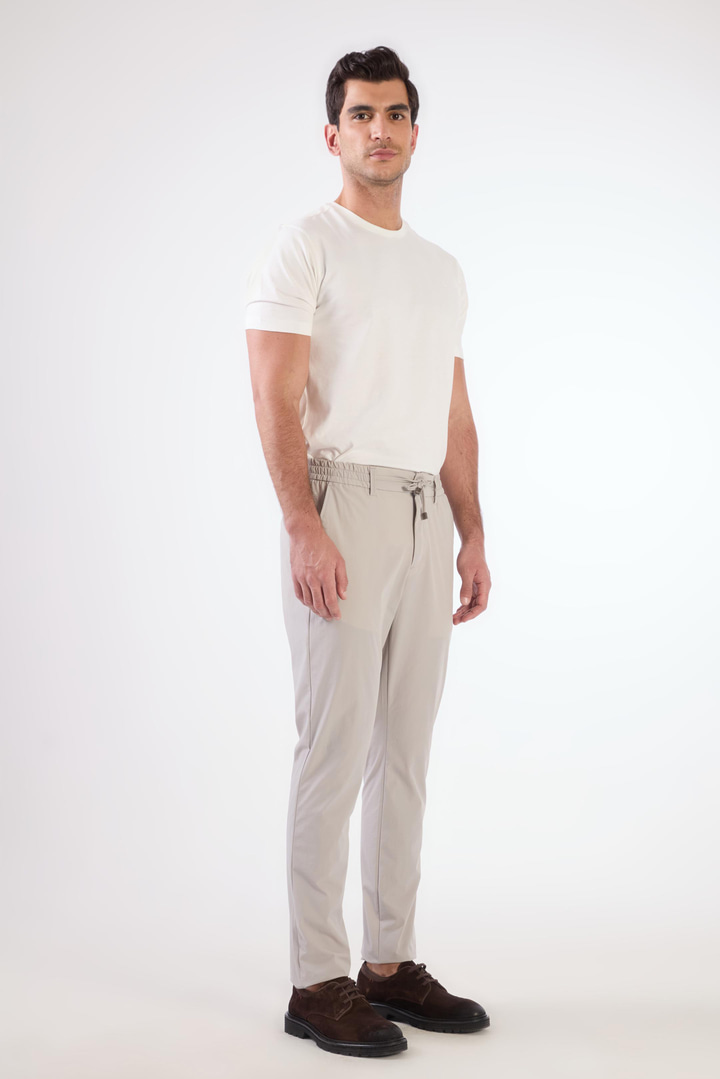 Gri Bağcıklı Slim Fit Jogger Erkek Pantolon