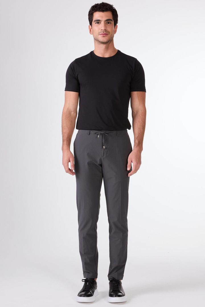 Antrasit Bağcıklı Slim Fit Jogger Erkek Pantolon