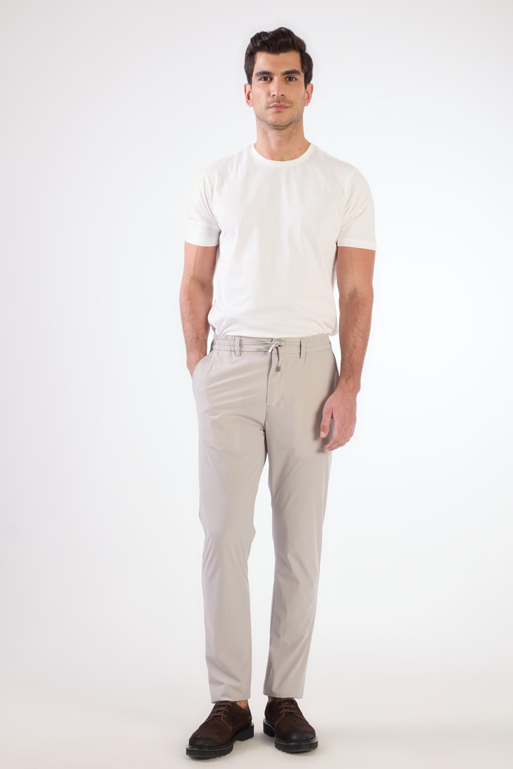 Gri Bağcıklı Slim Fit Jogger Erkek Pantolon