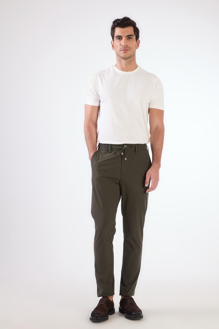 Haki Bağcıklı Slim Fit Jogger Erkek Pantolon