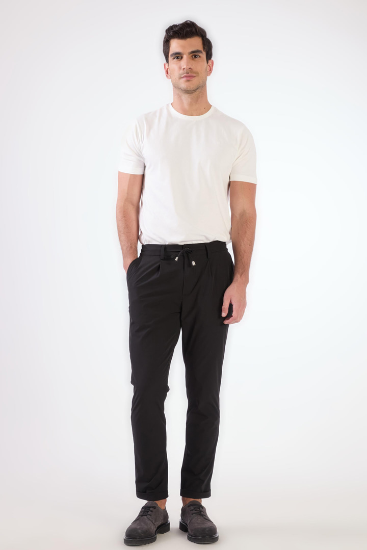 Siyah Bağcıklı Slim Fit Jogger Erkek Pantolon