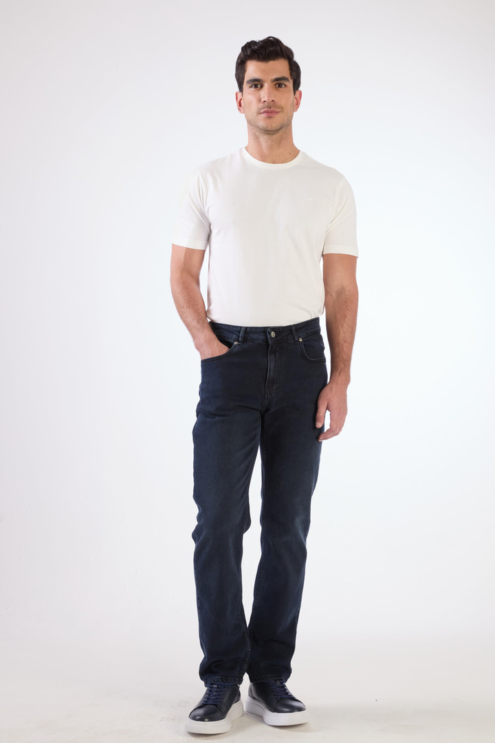 Koyu Lacivert Regular Fit Erkek Denim Pantolon