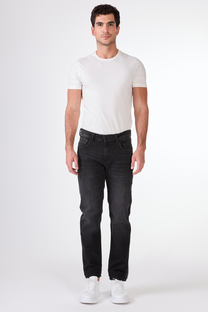Koyu Gri Slim Fit Denim Erkek Pantolon