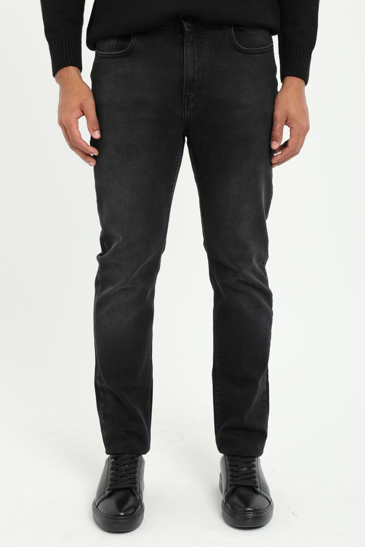 Koyu Gri Slim Fit Denim Erkek Pantolon