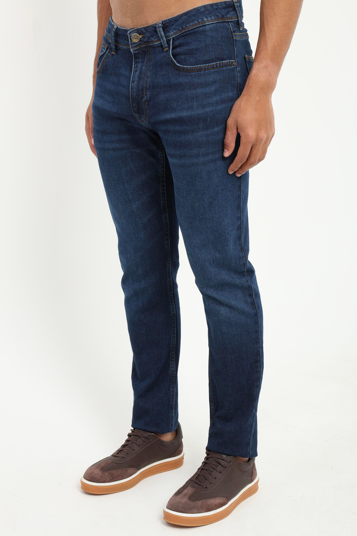 Koyu Mavi Slim Fit Denim Erkek Pantolon