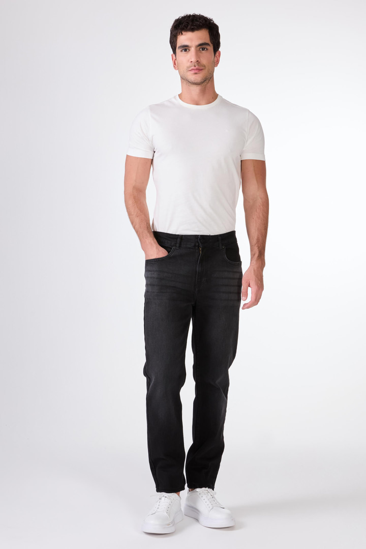 Koyu Gri Regular Fit Erkek Denim Pantolon