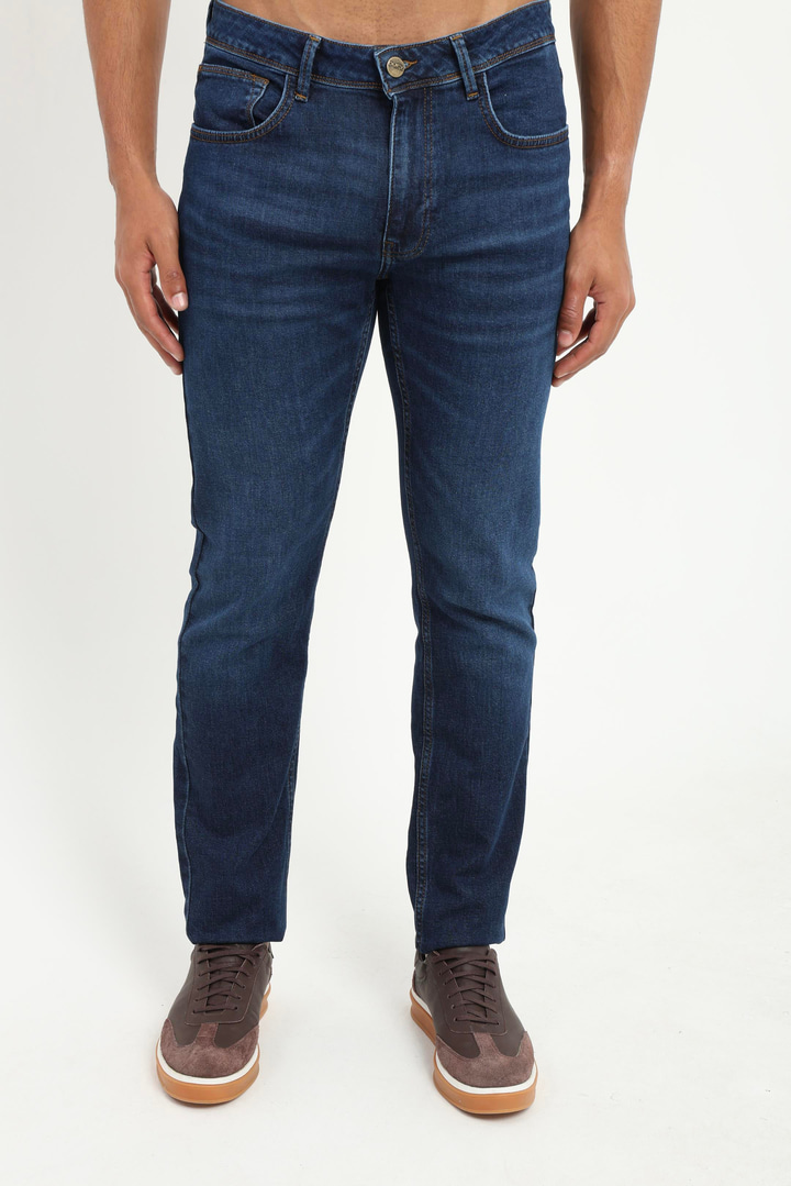 Koyu Mavi Slim Fit Denim Erkek Pantolon