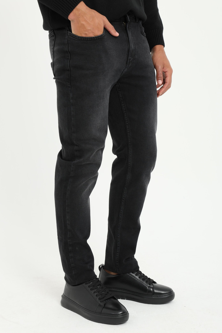 Koyu Gri Slim Fit Denim Erkek Pantolon