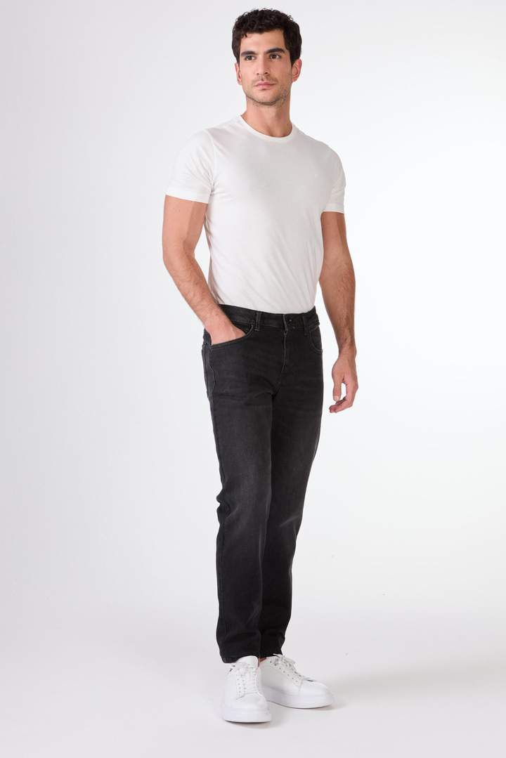 Koyu Gri Slim Fit Denim Erkek Pantolon