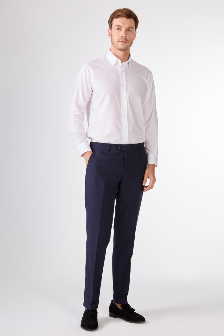Lacivert   Balıksırtı Erkek Takım Elbise - Slim Fit