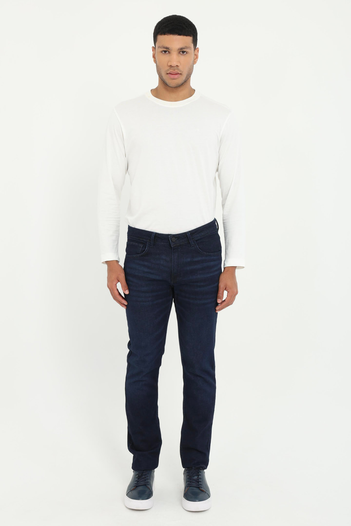 Lacivert Slim Fit Denim Erkek Pantolon