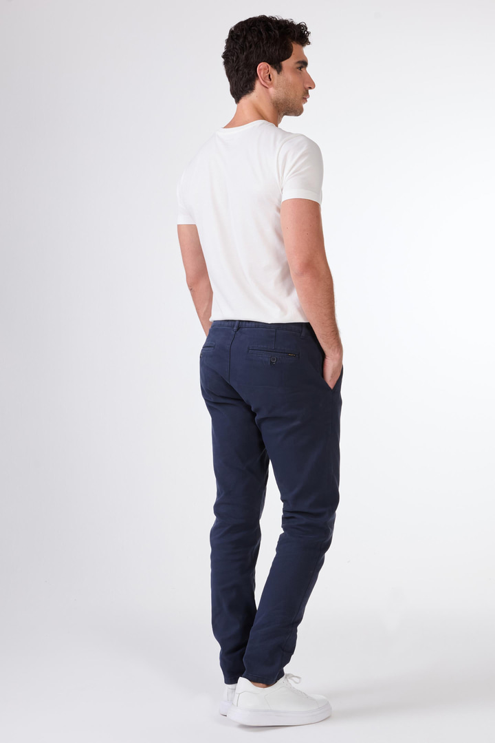 Lacivert Düz Slim Fit Yan Cep Erkek Pantolon 