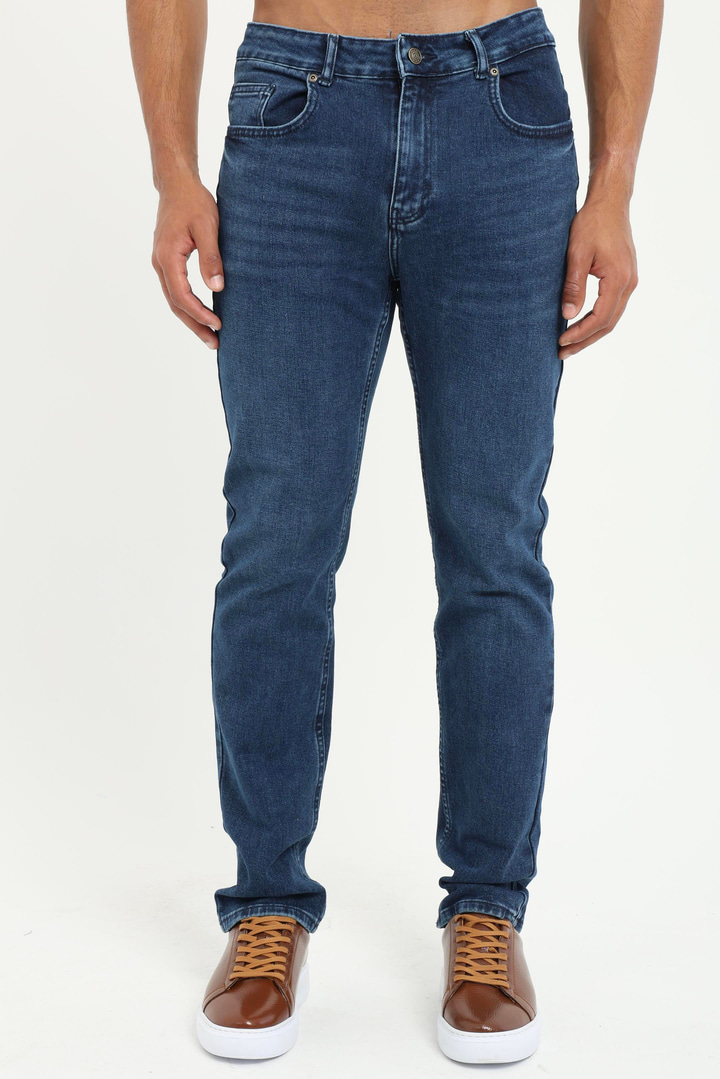 M Lacivert Regular Fit Denim Pantolon 